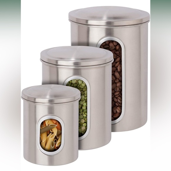 Honey-Can-Do 3-Piece Metal Nested Canister Storage Set, Steel - Picture 2 of 3